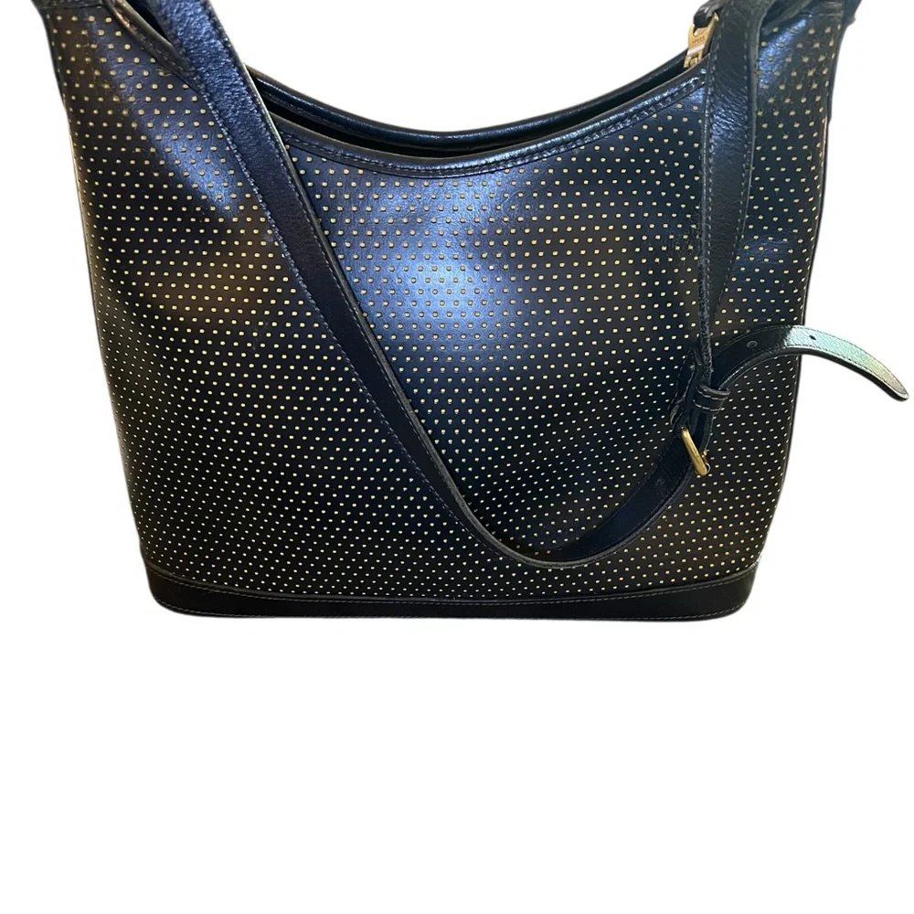 DOONEY & BOURKE BLACK LEATHER RARE VINTAGE SHOULDER HANDBAG.